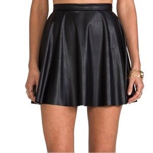 Amanda Uprichard Vegan Leather Circle Skirt in Black